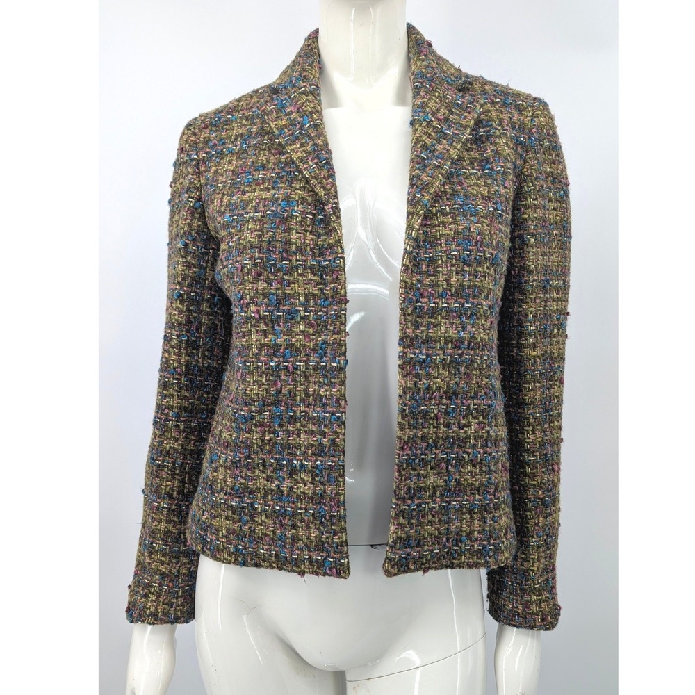 Jones New York Signature Petite 4P Multicolor Tweed Wool Blend Blazer Jacket
